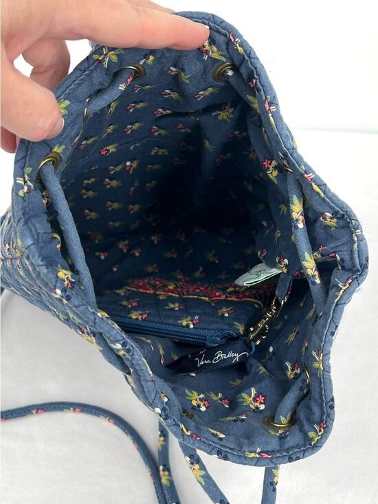 Vintage Vera Bradley Ditty Bag Provencal Blue Quilted Cotton Drawstring Backpack main image 4